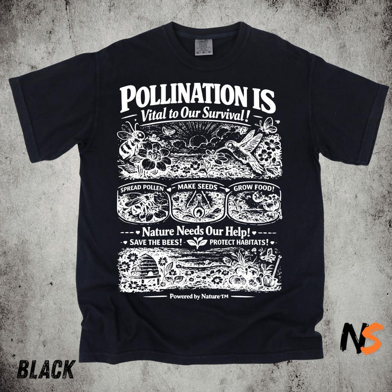 Science Nature - Camisa vintage sobre polinização de abelhas,