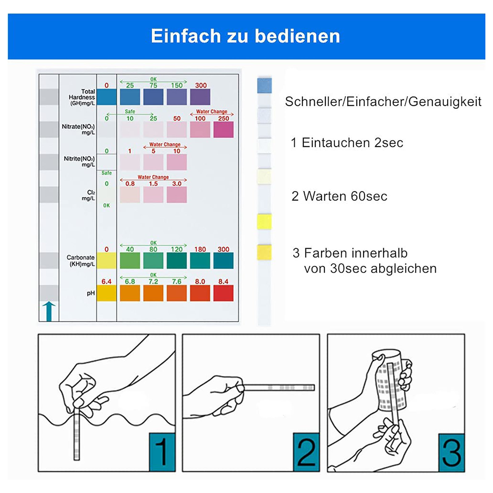 100 pçs 6-em-1 kit de tiras de - Water Testing Kit avaliação e preço